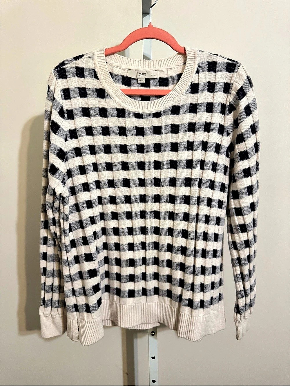 LOFT Checkered Crewneck Sweater Size XXLP